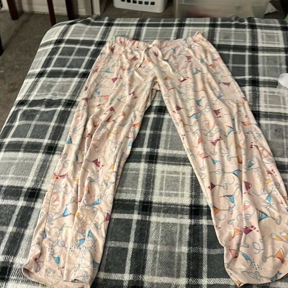 Pink pajama pants with cocktails